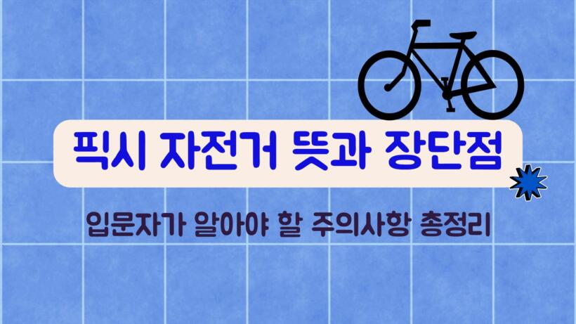 픽시 자전거 뜻과 장단점 – 입문자가 알아야 할 주의사항 총정리
